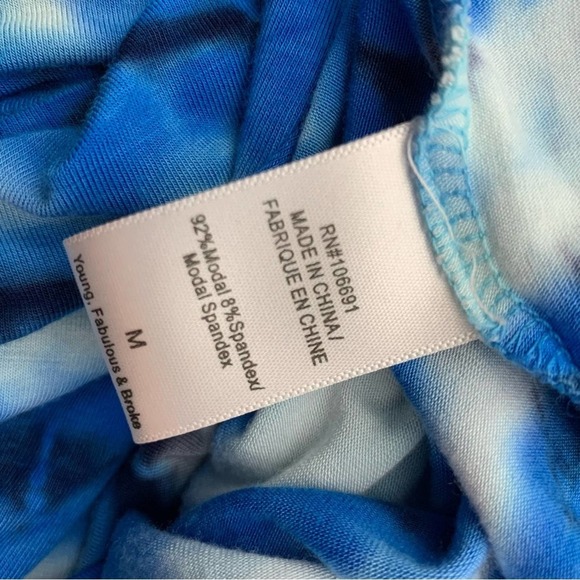 Young Fabulous & Broke 'Malik' Utility Blue Tie Dye Roll Tabbed Sleeves Romper - Picture 9 of 10